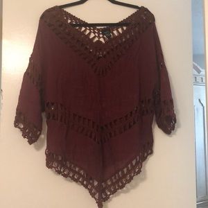 Rue 21 Red Crochet Blouse